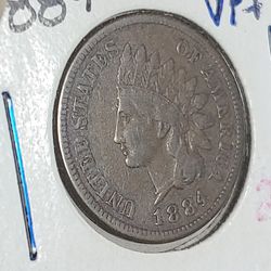 GREAT INDIAN HEAD PENNY AV/VF+ **1884**