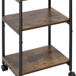 Hadulcet Small End Table, 3-Tier Side Table with Storage Shelf, Industrial Office Side Table Tall end Table for Living Room Bedroom Small Spaces, Rust