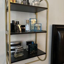 3 Tier Black/Gold Floating Shelves