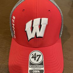 Wisconsin Badgers Baseball Cap '47 Contender Stretch Fit OSFA Hat Red/Gray