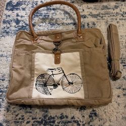 Rajeriya Upcycled Canvas & Cowhide Leather Tote Bag, Hand & Shoulder Bag for Men & Women, Durable Eco-Friendly Bicycle Canvas Design for Daily Use & T