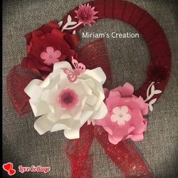 Paper Flower Wreath For Valentines Day