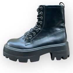 Forever 21 Black Platform Combat Boot with Chunky Sole