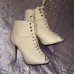 Open Toe Lace-Up Booties