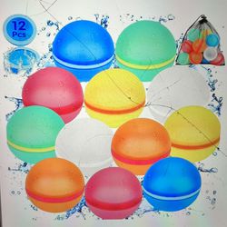 Magnetic Reusable Water Balloons for Kids: 12PCS Refillable Water Balloons Quick Fill Self-Sealing Water Bomb Toys Splash Balls for Summer Party Pool 