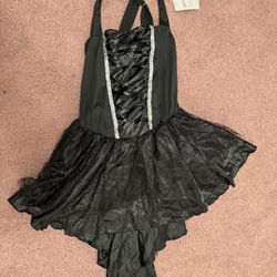 New Xl Black Renaissance Goth Midevial Dress Costume Fairy Pirate Corset 