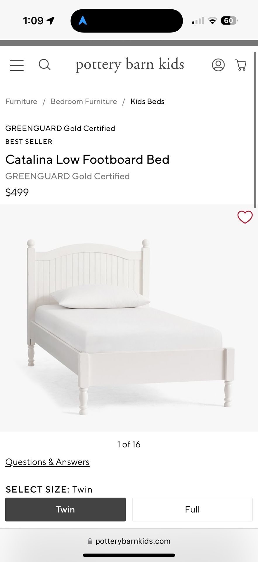 Pottery Barn Kids Catalina Twin Bed