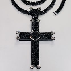 Stainless Steel Black Cross Necklace 