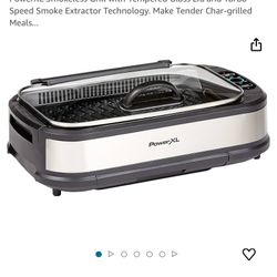 PowerXL Smokeless Grill with Tempered Glass Lid and Turbo Speed Smoke Extractor Technology.