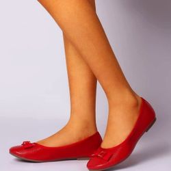 Samilor Women's Red Ballet Flats