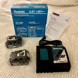 Makita 18v Rapid Charge Charger & (2) 4 Ah Batteries