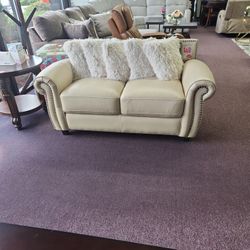 Genuine Leather Loveseat AS IS (CLEARANCE)