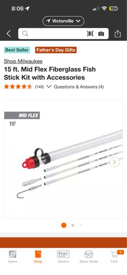 Milwaukee-15 ft. Mid Flex Fiberglass Fish Stick Kit with Accessories