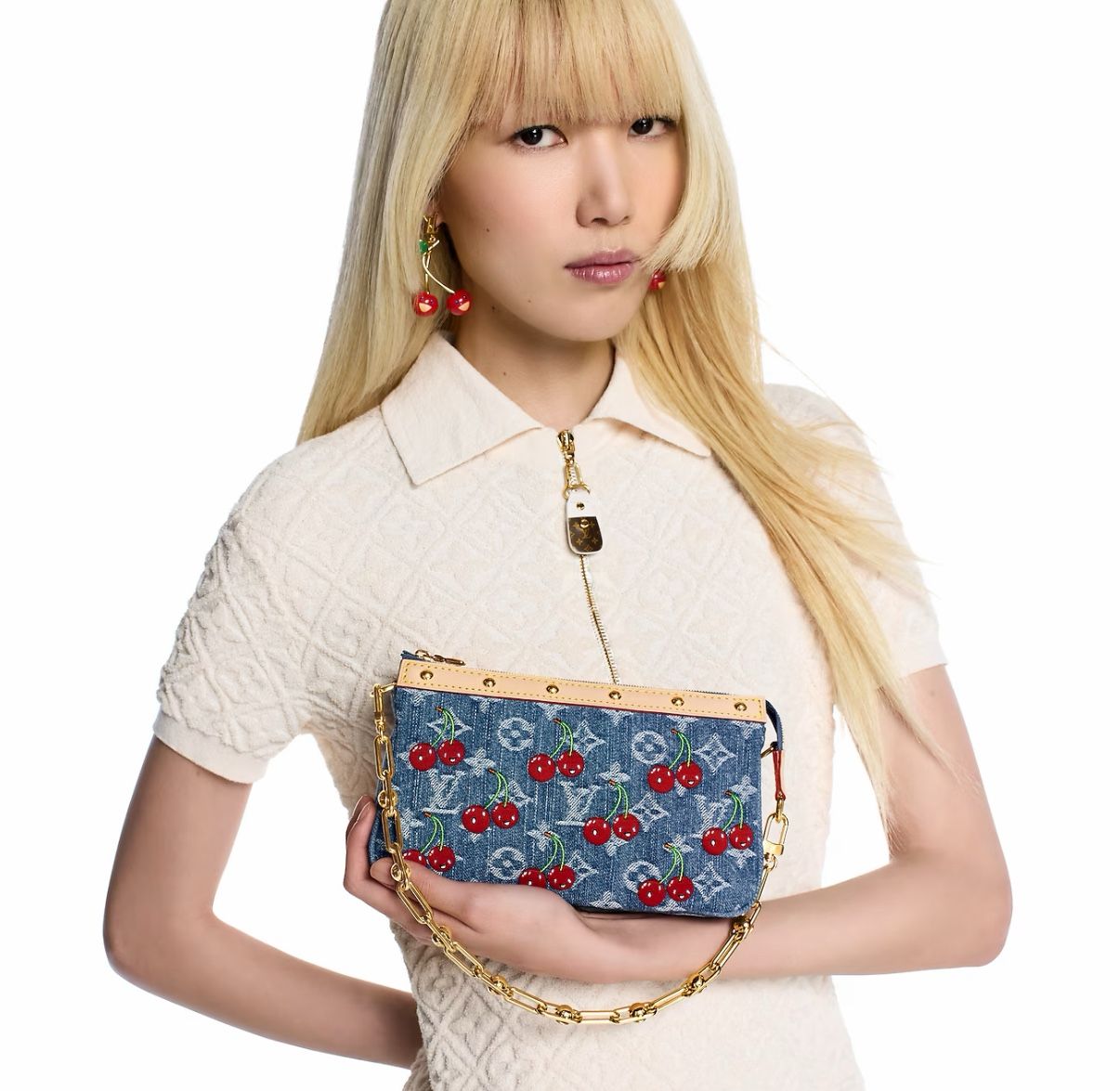 Louis Vuitton Murakami Pochette Accessories Monogram Denim. Cherries.