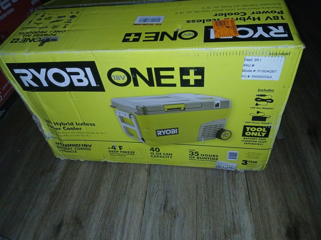 RYOBI
ONE+ 18V 24 Qt. Hybrid Battery Powered Iceless Cooler (Tool Only)