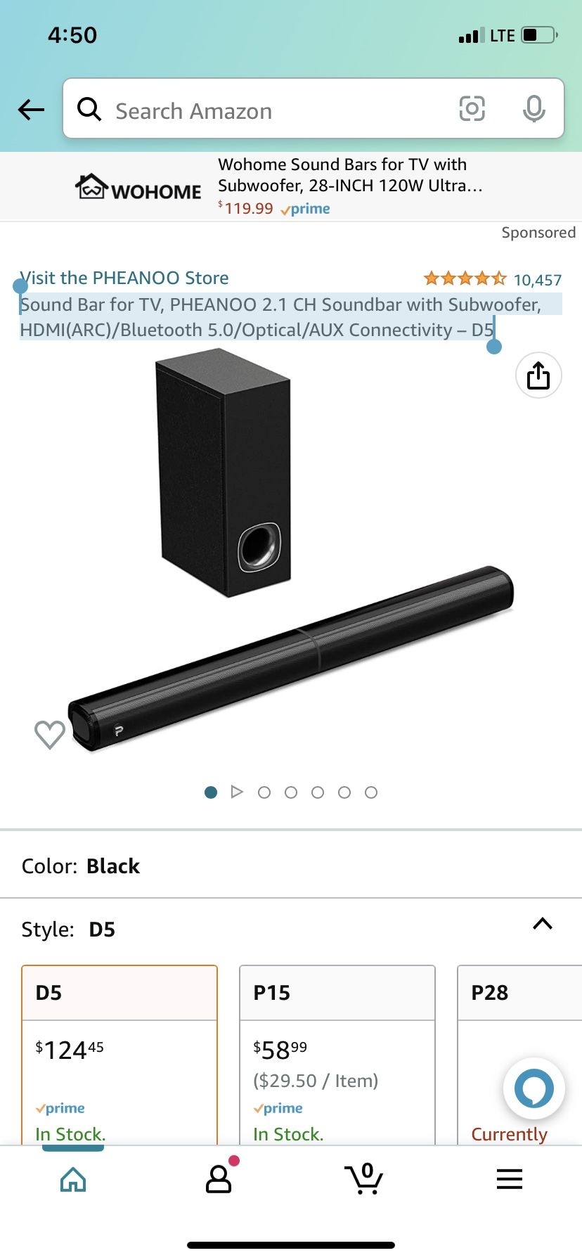 Sound Bar for TV, PHEANOO 2.1 CH Soundbar with Subwoofer, HDMI(ARC)/Bluetooth 5.0/Optical/AUX Connectivity – D5