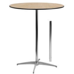 36'' Round Wood Cocktail Table with 30'' and 42'' Columns, Bar Height Table - 2 available