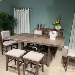 Johurst Brown-Beige Counter Height Set /Dining table and Chairs 