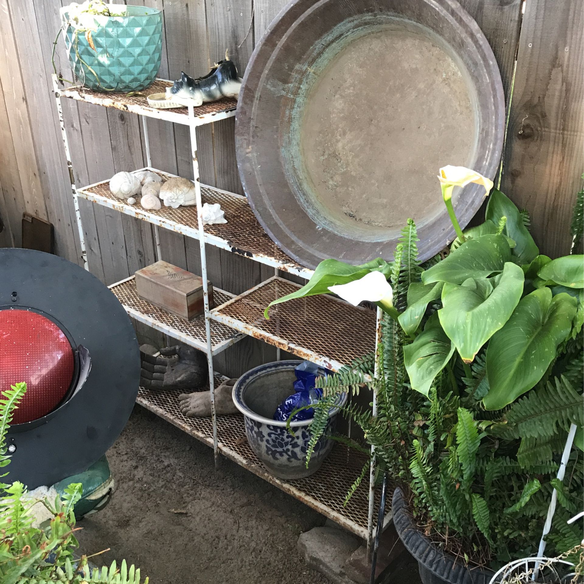 Vintage Shabby Style Metal Shelving Book Shelves Indoor Outdoor 