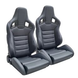 Aftermarket Car universal bucket Seats (All Black / carbon Back)