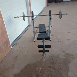 weight bench and bar