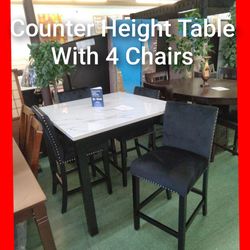 ✨ Counter Height Table with 4 Chairs