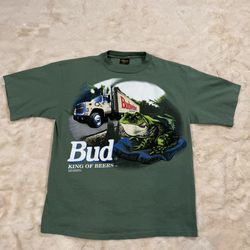 Vintage 1995 Changes Single Stitch Budweiser Frog Beer Green Promo T Shirt XL
