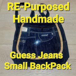 ☆Brand NEW ☆RE-Purposed ☆UpCycled ☆Handmade ☆Guess Jeans BACKPACK Back Pack Denim Purse Hand Bag Tote 