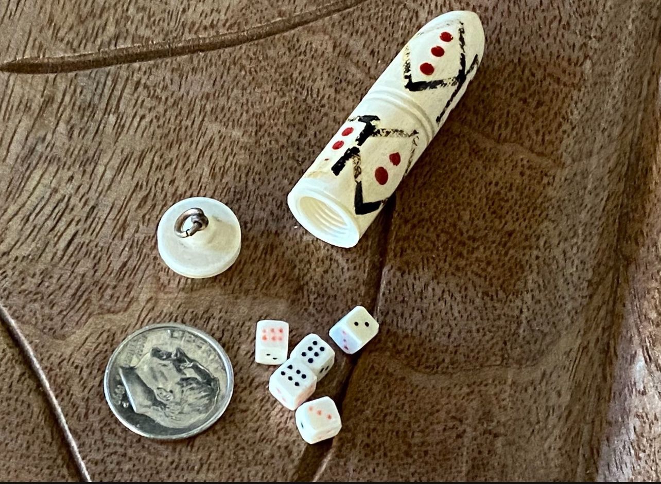 RARE Vintage Bone Micro Dice in Pendant!!