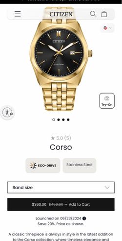 Citizen Eco-Drive Corso Gold-Tone Watch