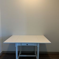 White IKEA INGATORP Drop-leaf Table – Excellent Condition