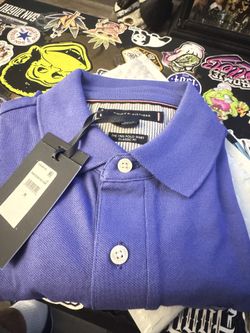 Tommy Hilfiger Polo Shirt Mens Medium Blue Classic Fit Cotton Short Sleeve Logo Size M