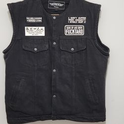 Unik Denim Men's Black Vest Size L