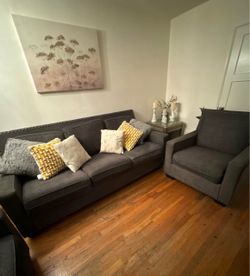 Gray Fabric Sofa and Accent Chair Set