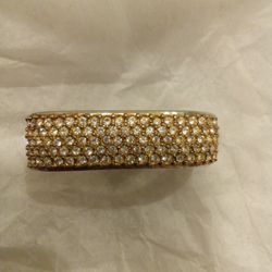 VINTAGE  FAUX 2 FINGER CUBIC ZIRCONIA  AND SILVER OVER COPPER RING 