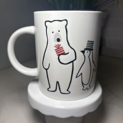 NWT Crate & Barrel Joan Anderson Arctic Friends Bear and Penguin 12-oz Xmas Mug