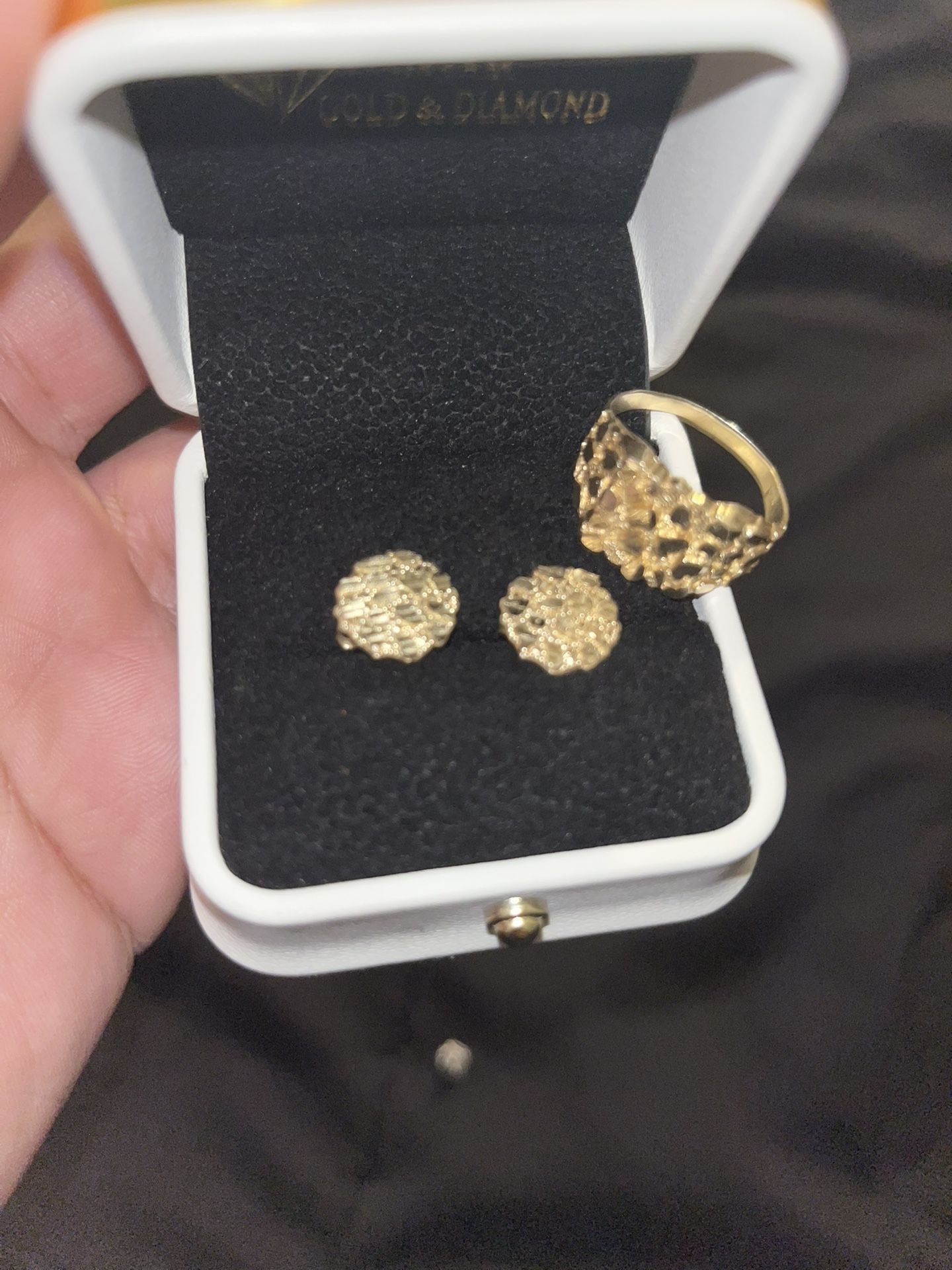 10k Nugget Ring & Earrings