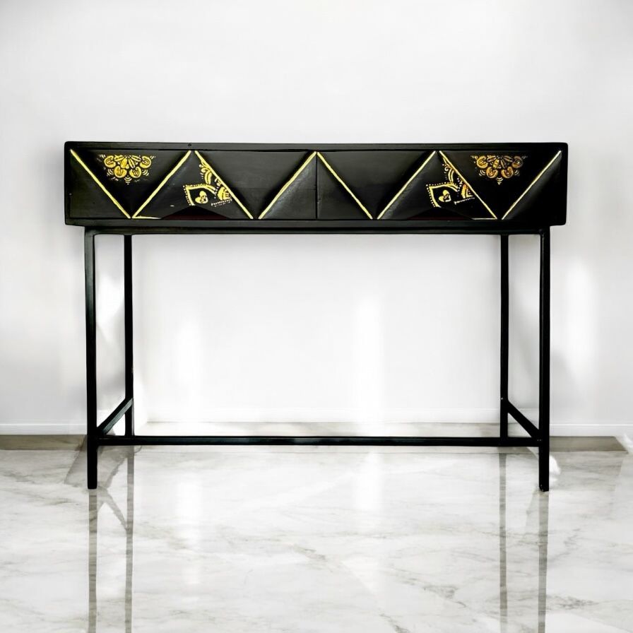 Entryway table / black / gold / boho