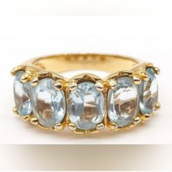 Blue Topaz Gold Vermeil over 925 Ring, Size 7