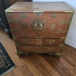 Wood And Gold Alcohol Cabinet 