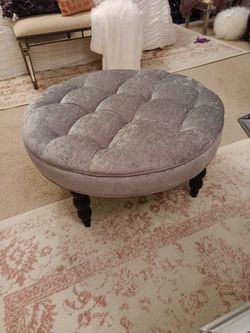 Pier 1 velvet silver oversized tufted ottoman