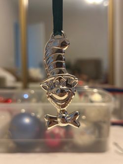 Vintage Dr. Seuss Official Movie Merchandise Cat in the Hat Silver Metal Christmas Ornament