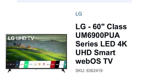 LG 60” TV HDR 4K