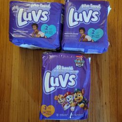 LUVS DIAPERS SIZES 2 AND 3 