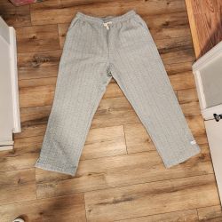 Trend Brand Gray Textured Drawstring Pants Wide Leg Size