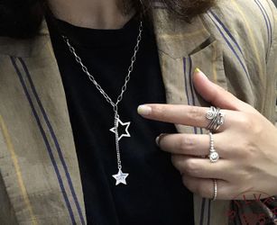 Vintage stars tassel necklace 925 stamped