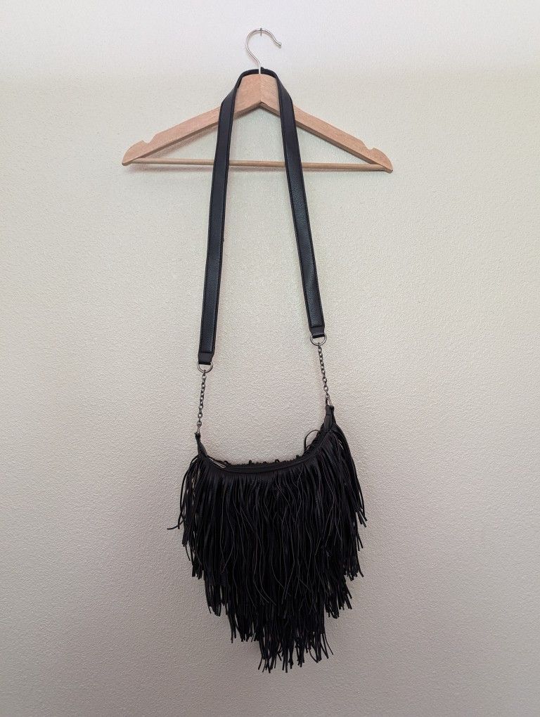 Mossimo Fringe Boho Indian Black Shoulder Bag