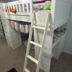 Twin Loft Bed With Desk And Dresser And Bookshelf Attached 