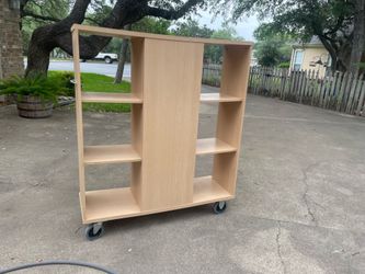 9 cube storage shelf on wheels-side handle pull (IKEA)