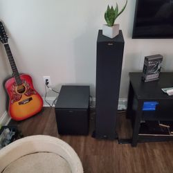Klipsch Pair Floor Speakers And Sub.  Yamaha Receiver